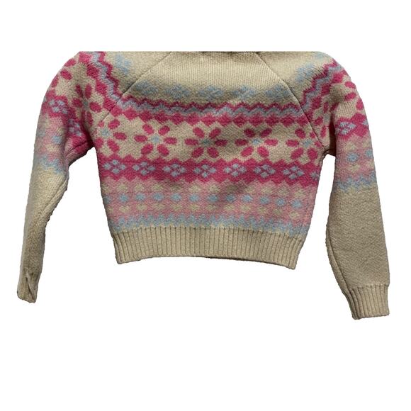 Btween Toddler Girl Fair Isle boho PInk cream Soft Knit Sweater sz 3T Winter - Picture 6 of 7